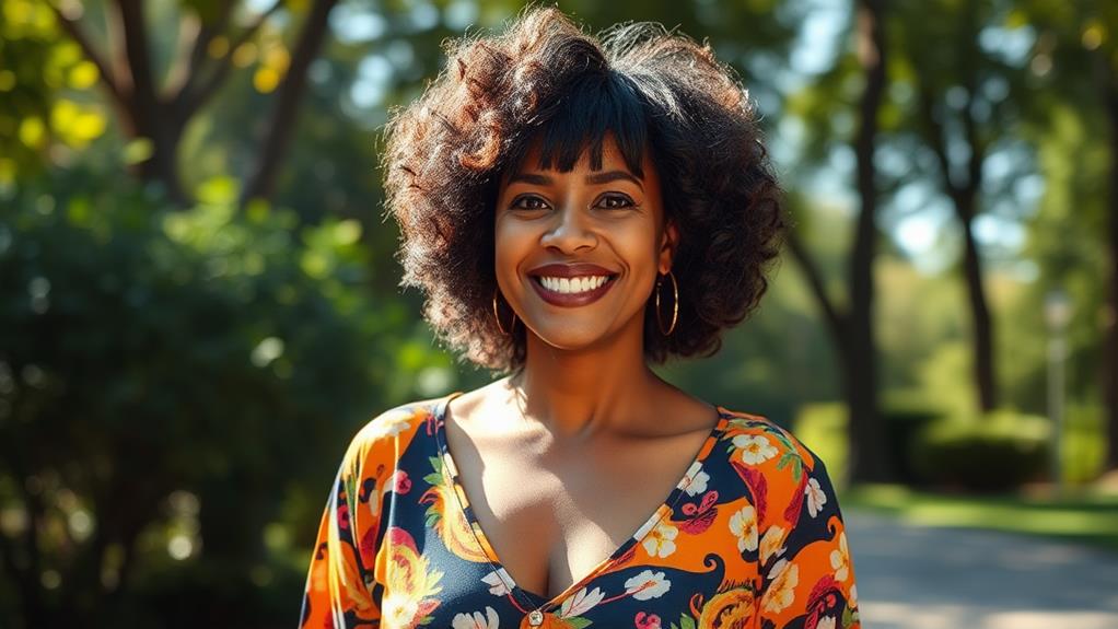 curly hair with bangs